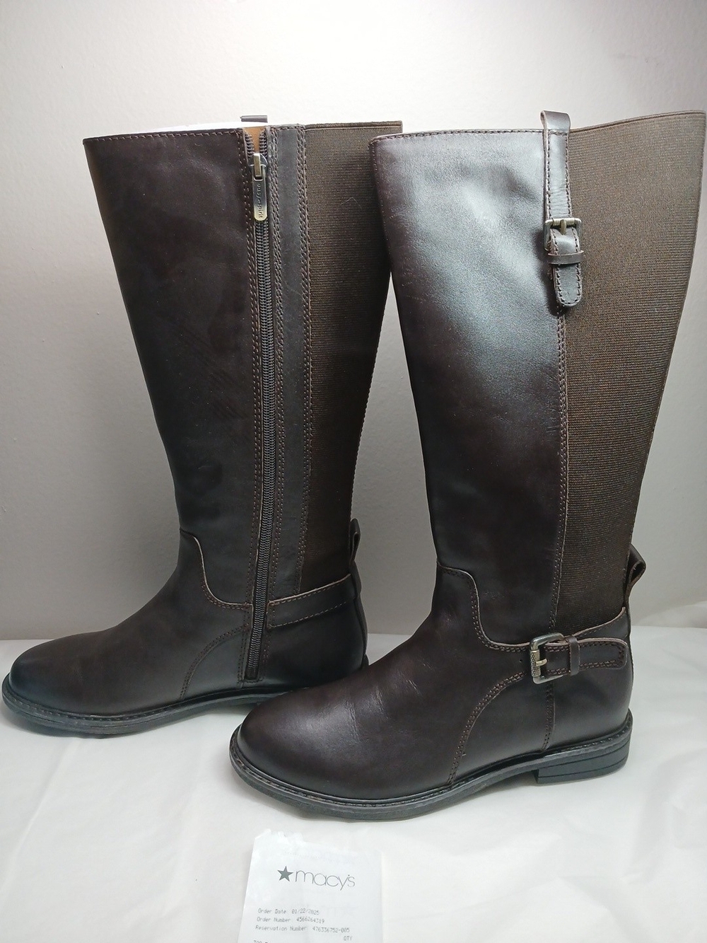 Easy Spirit Women's Dark Brown Buckle Boots Tall Equestrian Style Sz 8.5M NEW
